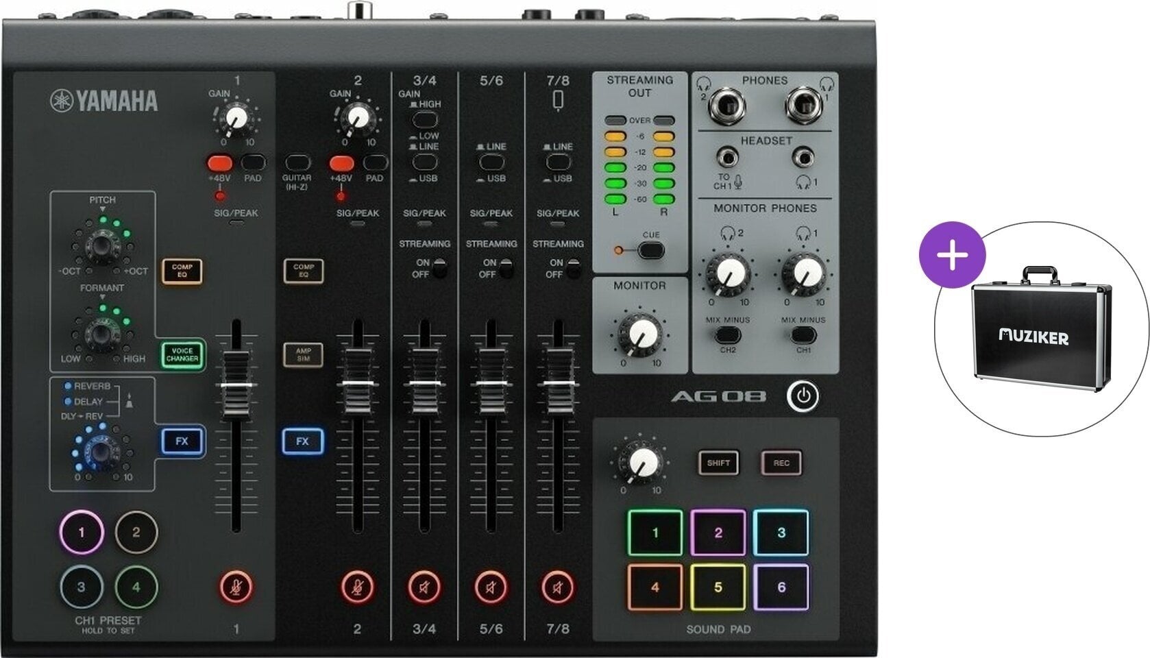 Mikser podcastów Yamaha AG08 Basic SET Black Mikser podcastów