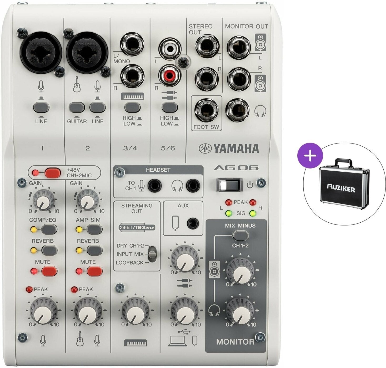 Mikser analogowy Yamaha AG06 MK2 WH Basic SET Mikser analogowy