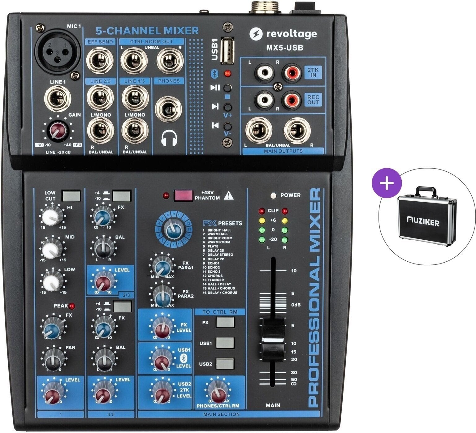 Analoges Mischpult Revoltage MX5-USB Basic SET Analoges Mischpult