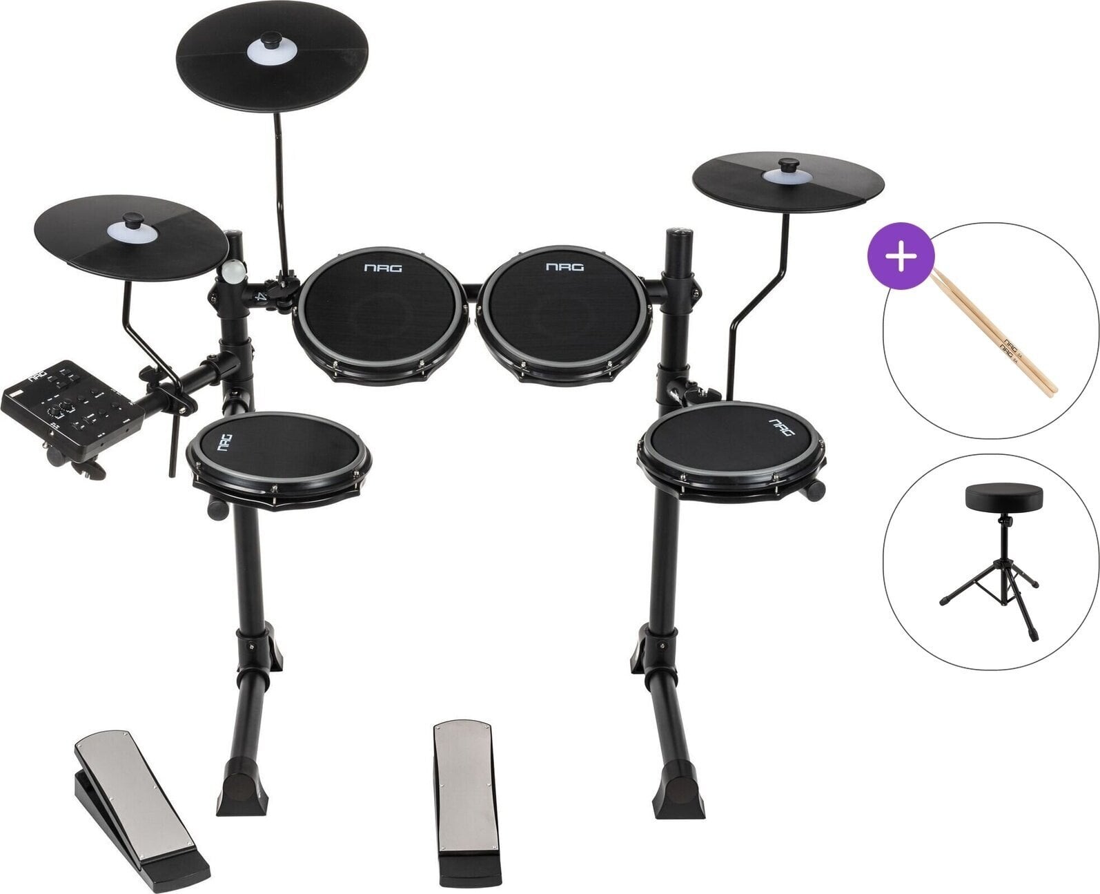 Setovi električnih bubnjeva NRG EDK-50 LightUp Basic SET Black Setovi električnih bubnjeva