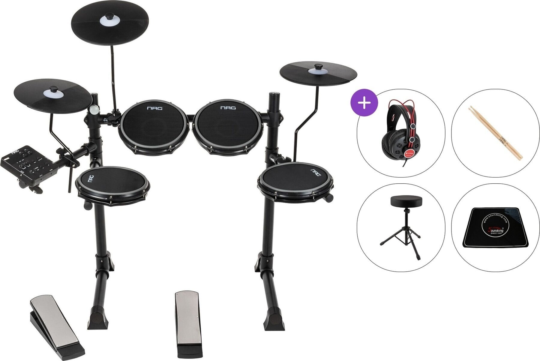 Setovi električnih bubnjeva NRG EDK-50 LightUp Premium SET Black Setovi električnih bubnjeva