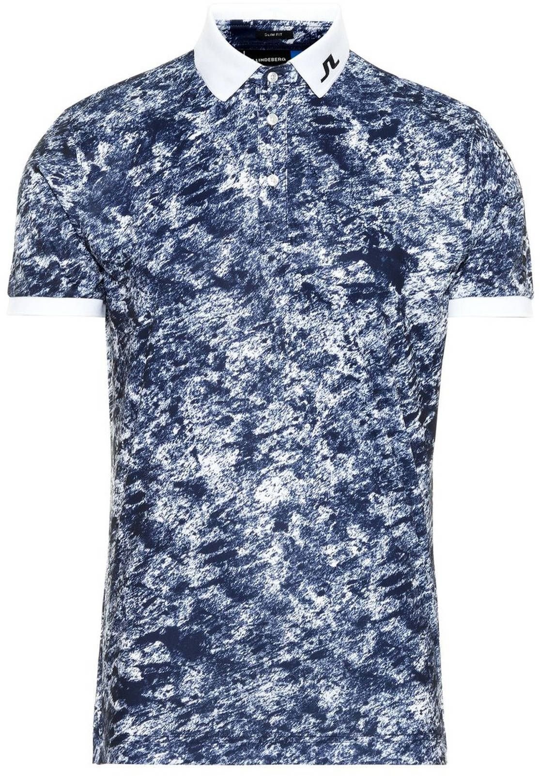 Polo Shirt J.Lindeberg Tour Tech Slim Mens Polo Shirt Blue/Ocean Camou XL