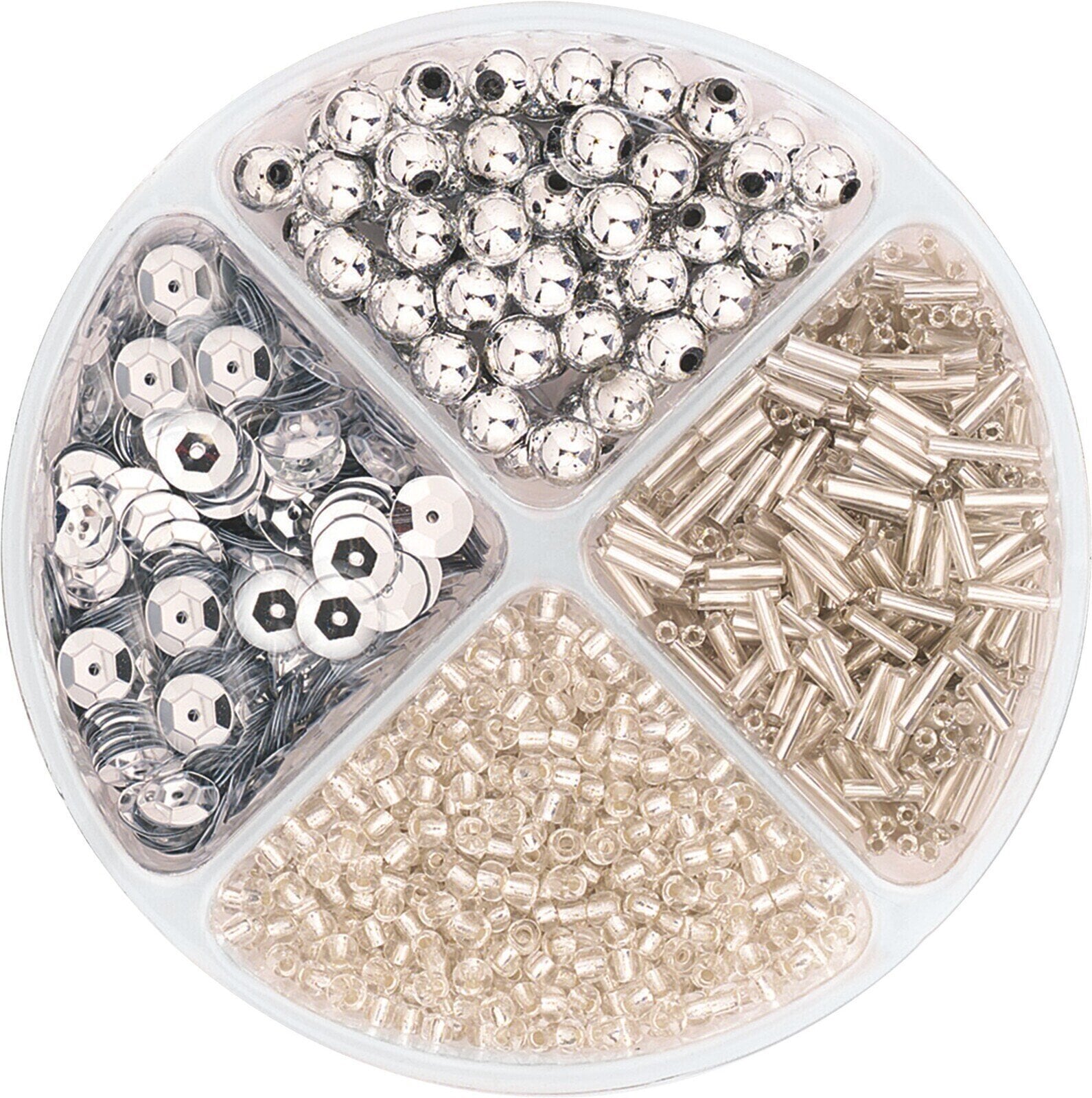 Cuentas de colores Knorr Prandell Bead and Sequin Mix Silver 30 g