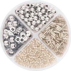 Cuentas de colores Knorr Prandell Bead and Sequin Mix Silver 30 g
