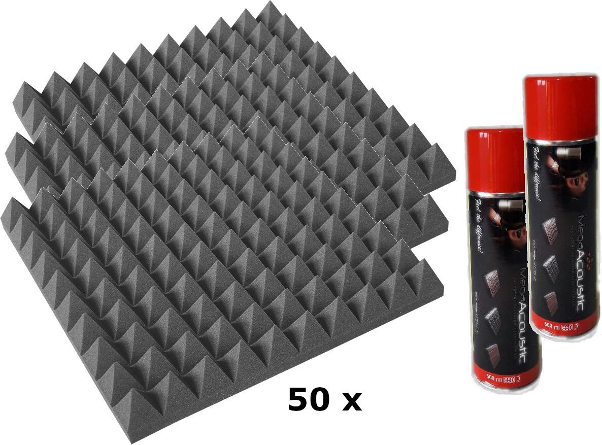 Painel de espuma absorvente Mega Acoustic PA-PMP-5 50x50x5 SET Dark Grey