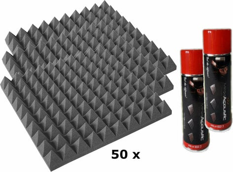 Painel de espuma absorvente Mega Acoustic PA-PMP-5 50x50x5 SET Dark Grey - 1