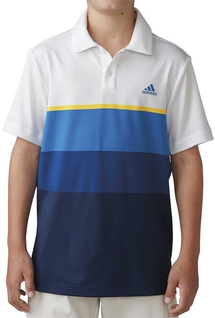 Polo košeľa Adidas Climacool Engineered Striped Chlapčenská Polo Košeľa White/Yellow 16Y