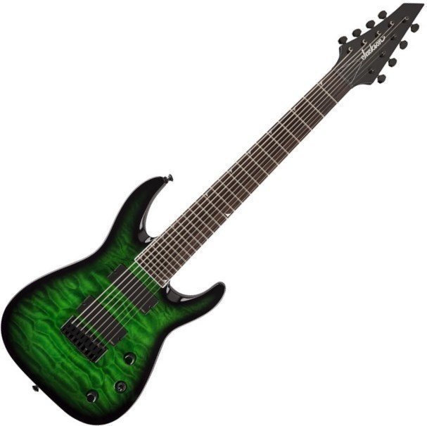 Guitarra elétrica de 8 cordas Jackson SLATFXQMG 3-8 Transparent Green
