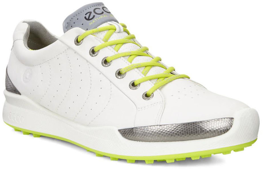 Calçado de golfe para homem Ecco Biom Hybrid 2 Mens Golf Shoes White/Lime 46