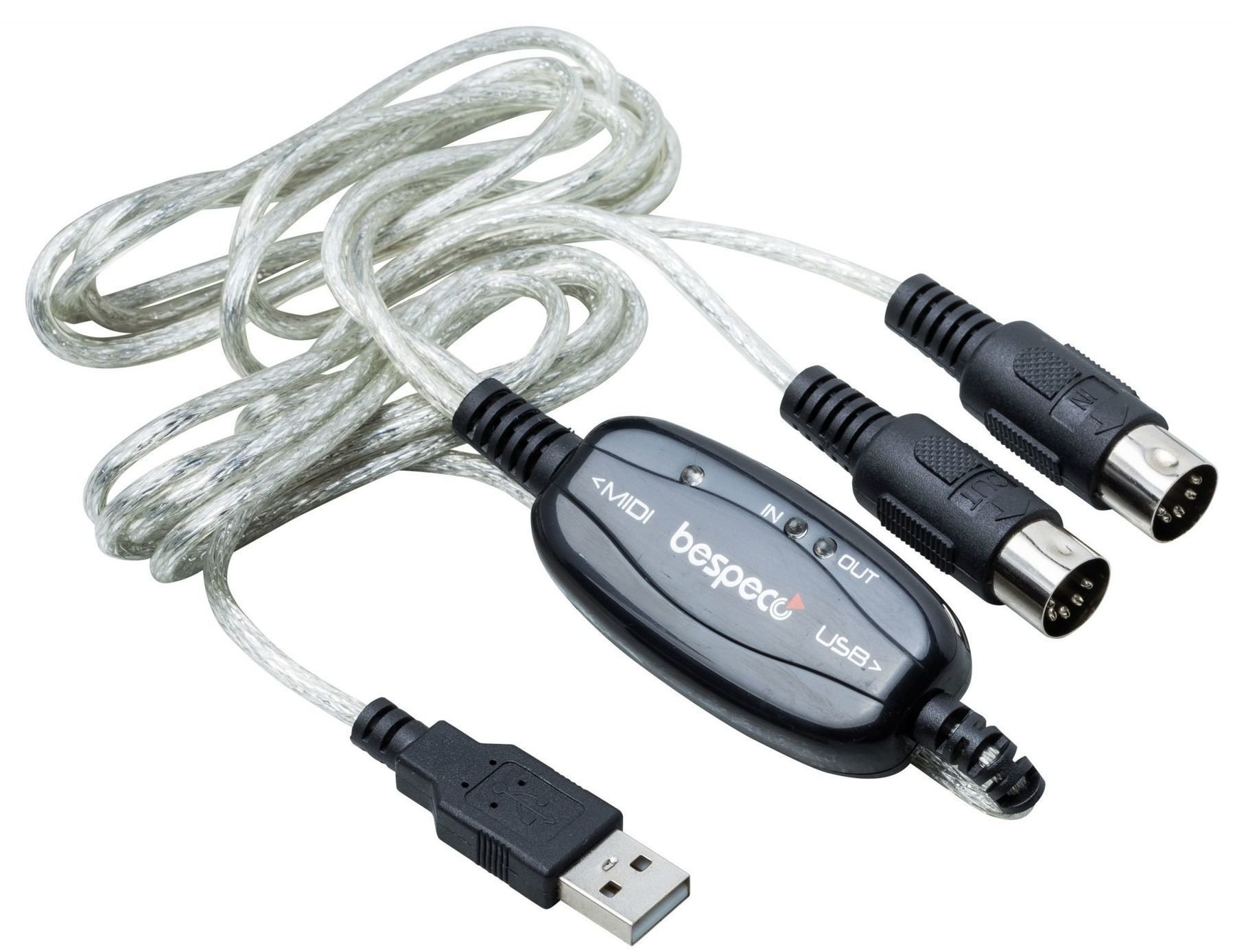 USB Cable Bespeco BMUSB100 Transparent 2 m USB Cable