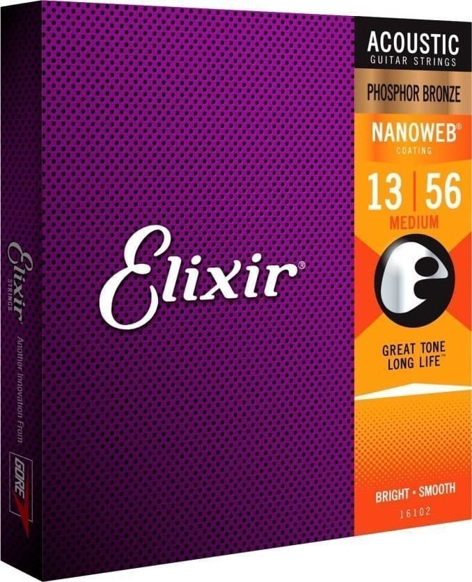 Cordas de guitarra Elixir 16102 Nanoweb 13-56