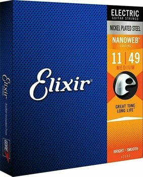 Snaren voor elektrische gitaar Elixir 12102 Nanoweb 11-49 - 1