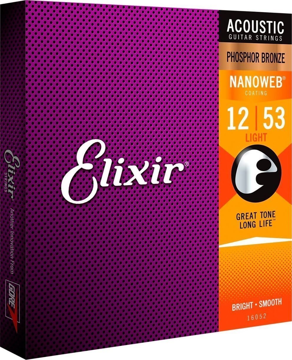 Struny pro akustickou kytaru Elixir 16052 Nanoweb 12-53