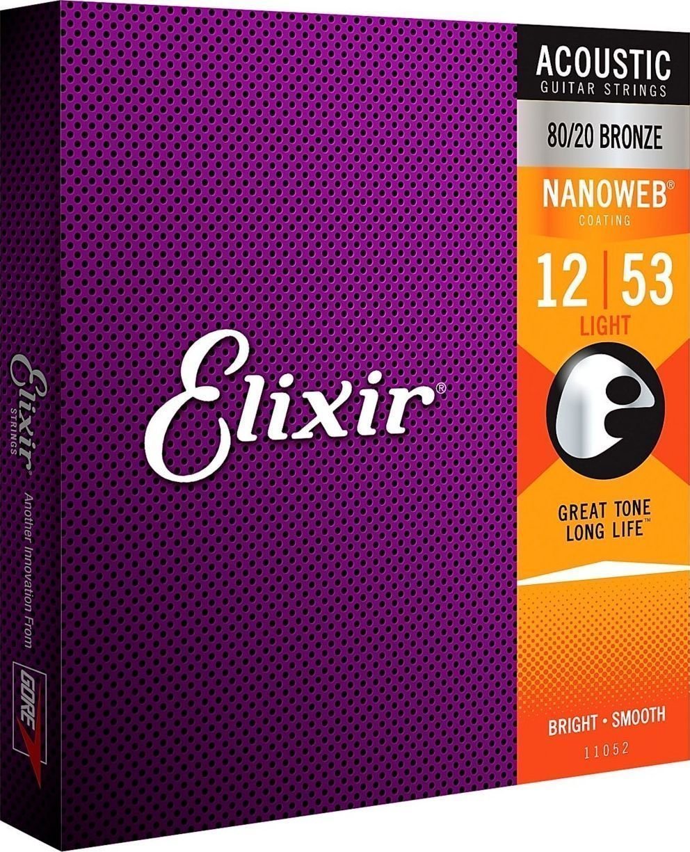 Струни за акустична китара Elixir 11052 Nanoweb 12-53