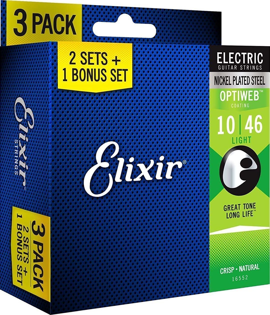 E-gitarrsträngar Elixir 16552 OPTIWEB Coating Light 10-46 3-PACK