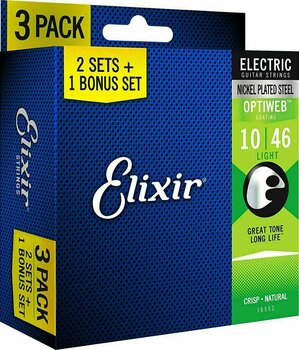E-guitar strings Elixir 16552 OPTIWEB Coating Light 10-46 3-PACK - 1