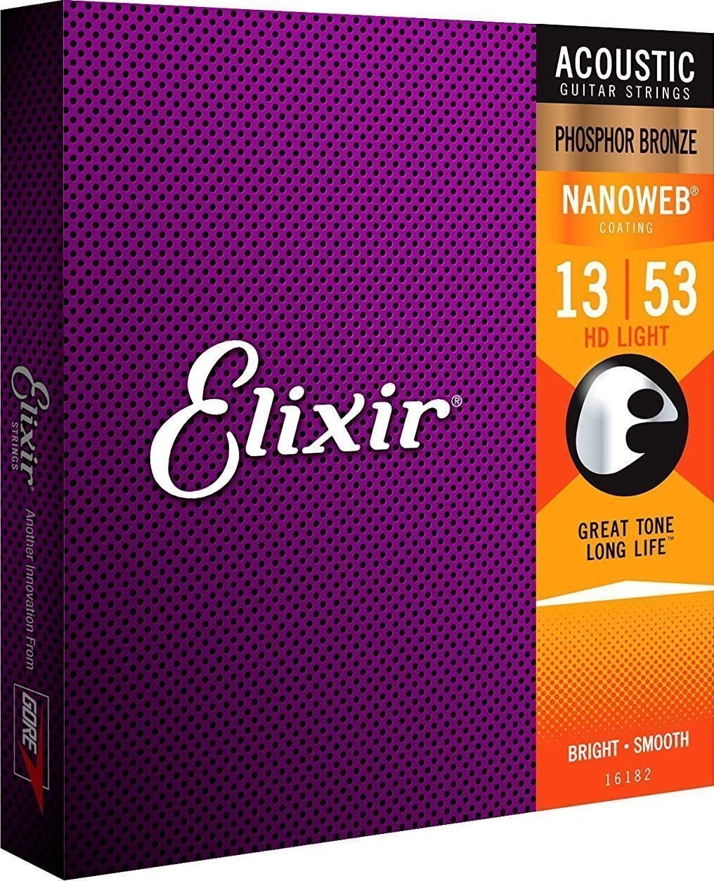 Струни за акустична китара Elixir 16182 Nanoweb 13-53