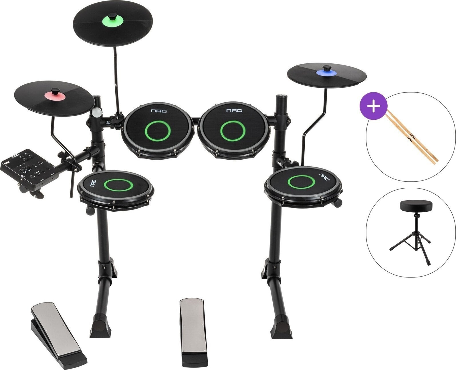 Electronic Drumkit NRG EDK-50 LightUp Basic SET Black Electronic Drumkit