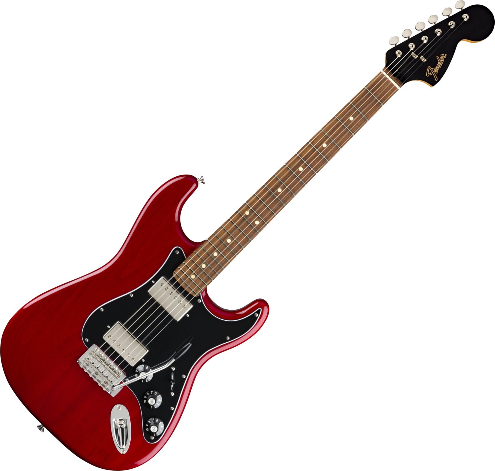 E-Gitarre Fender Mahogany Blacktop Stratocaster PF Crimson Red Transparent