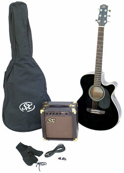 Guitare Jumbo acoustique-électrique SX SA3 Electric Acoustic Kit Black - 1