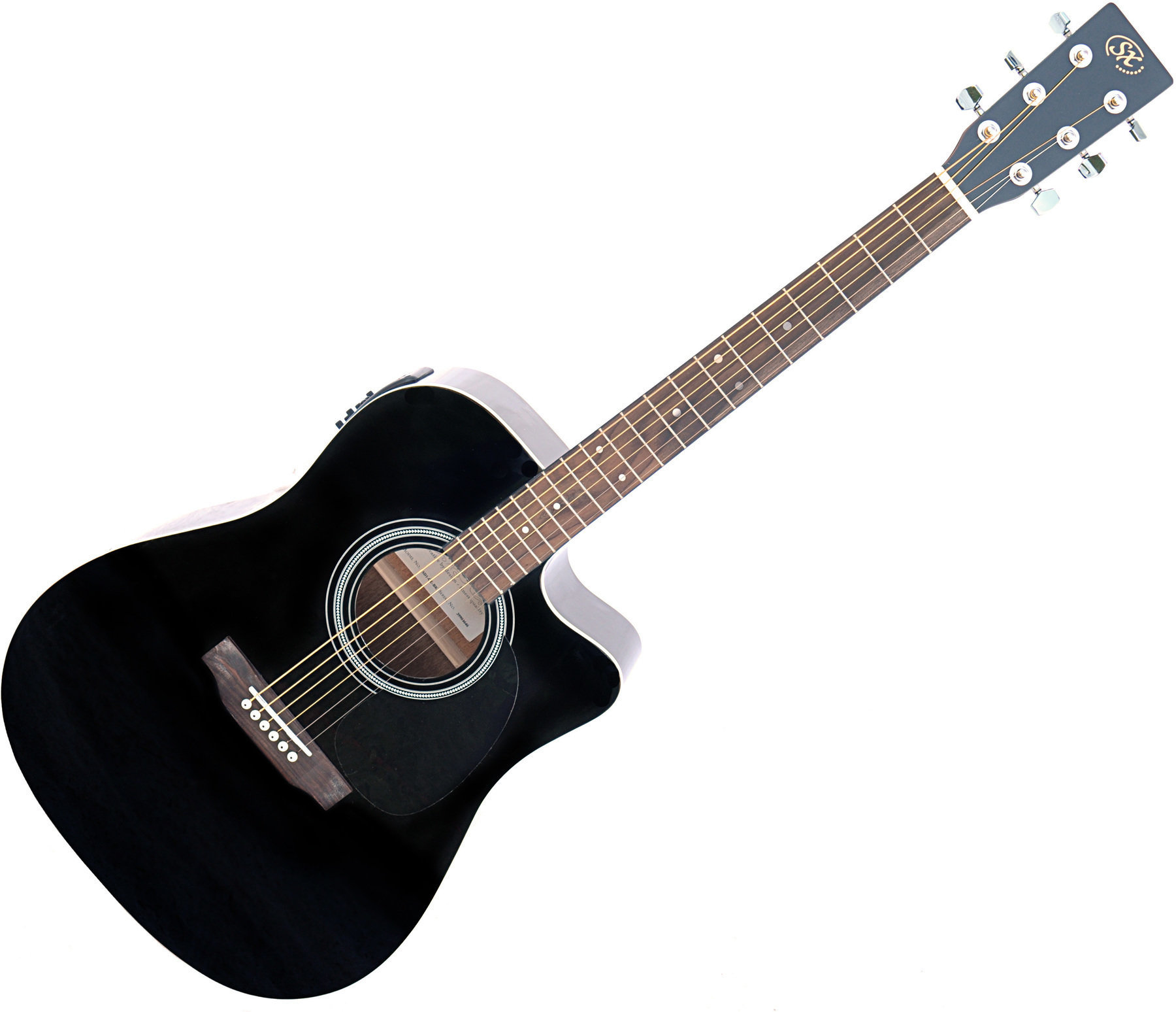 Guitare Dreadnought acoustique-électrique SX SD1-CE Black