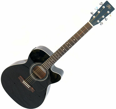 Guitare Jumbo acoustique-électrique SX SD2-CE Black - 1