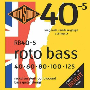Saiten für 5-saitigen E-Bass, Saiten für 5-Saiter E-Bass Rotosound Roto Bass 40 - 1
