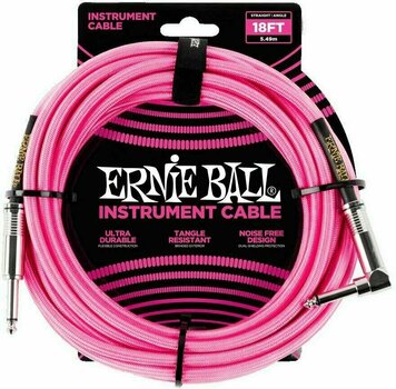 Câble pour instrument Ernie Ball P06083-EB Rose 5,5 m Droit - Angle - 1