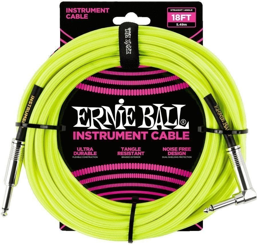 Câble pour instrument Ernie Ball P06085-EB Jaune 5,5 m Droit - Angle