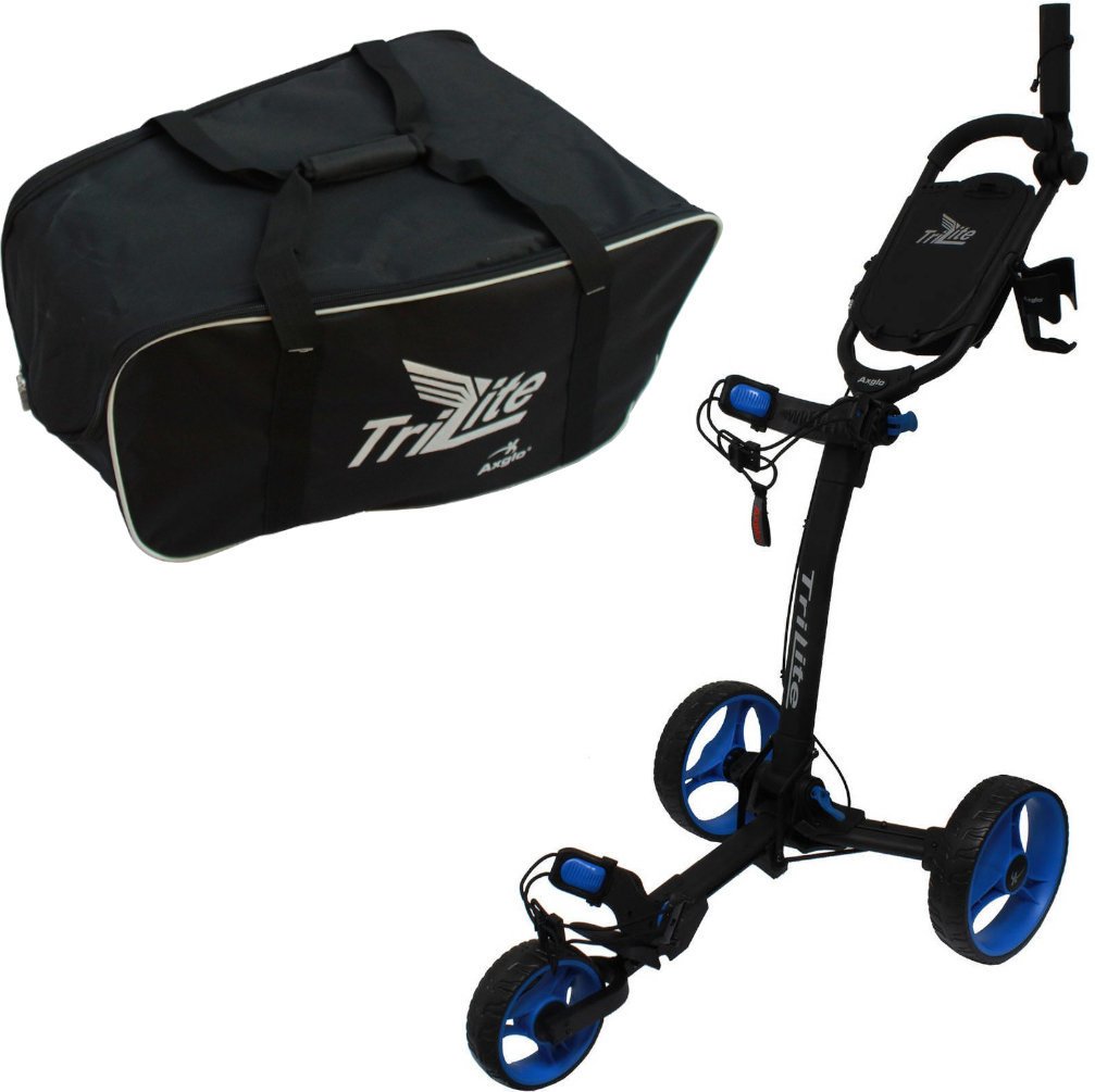 Manual Golf Trolley Axglo TriLite 3-Wheel SET Black/Blue Manual Golf Trolley