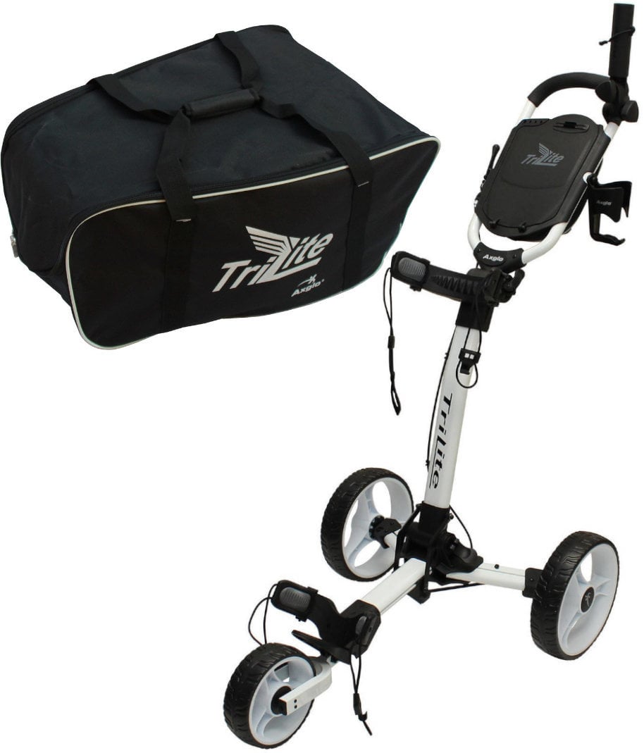 Chariot de golf manuel Axglo TriLite 3-Wheel SET White/White Chariot de golf manuel