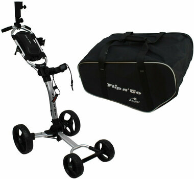 Chariot de golf manuel Axglo Flip N Go 4-Wheel Trolley Silver/Black SET Chariot de golf manuel - 1