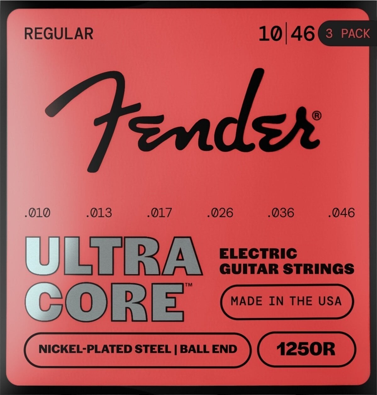 E-guitar strings Fender UltraCore 1250R 10-46 3-Pack E-guitar strings (Like new)