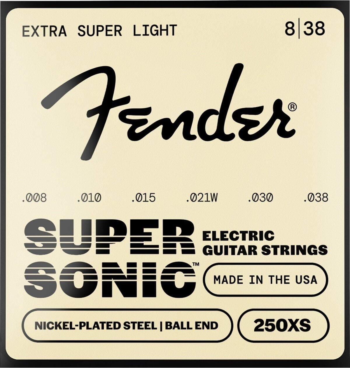 Snaren voor elektrische gitaar Fender Super 250's Extra Super Light Snaren voor elektrische gitaar