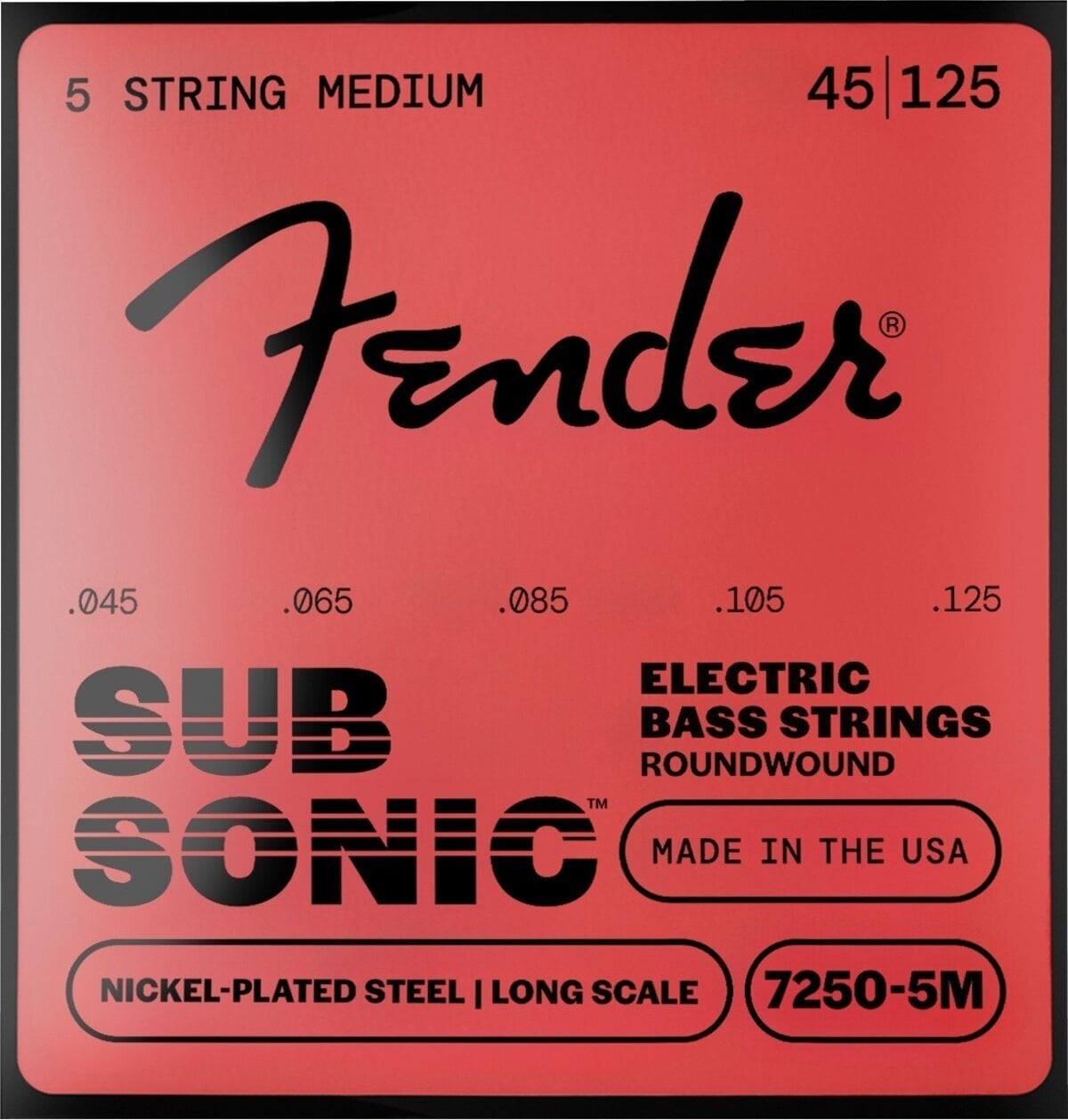 Saiten für 5-saitigen E-Bass, Saiten für 5-Saiter E-Bass Fender Super 7250 45-125 Saiten für 5-saitigen E-Bass, Saiten für 5-Saiter E-Bass