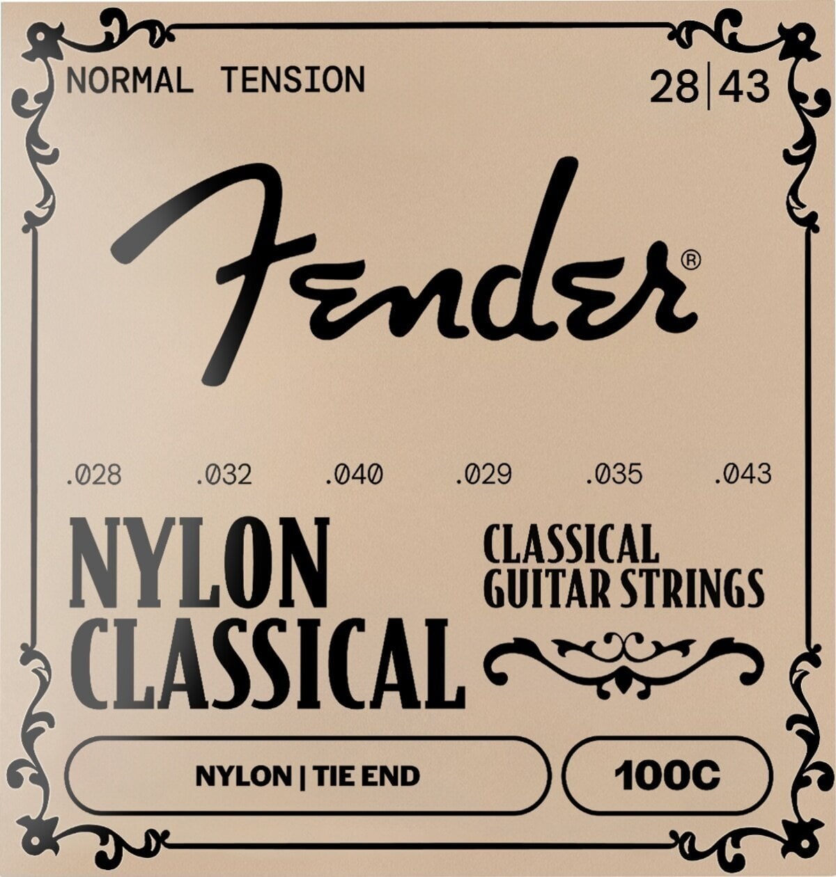 Nylon snaren voor klassieke gitaar Fender 100 Classical Nylon Tie End Nylon snaren voor klassieke gitaar