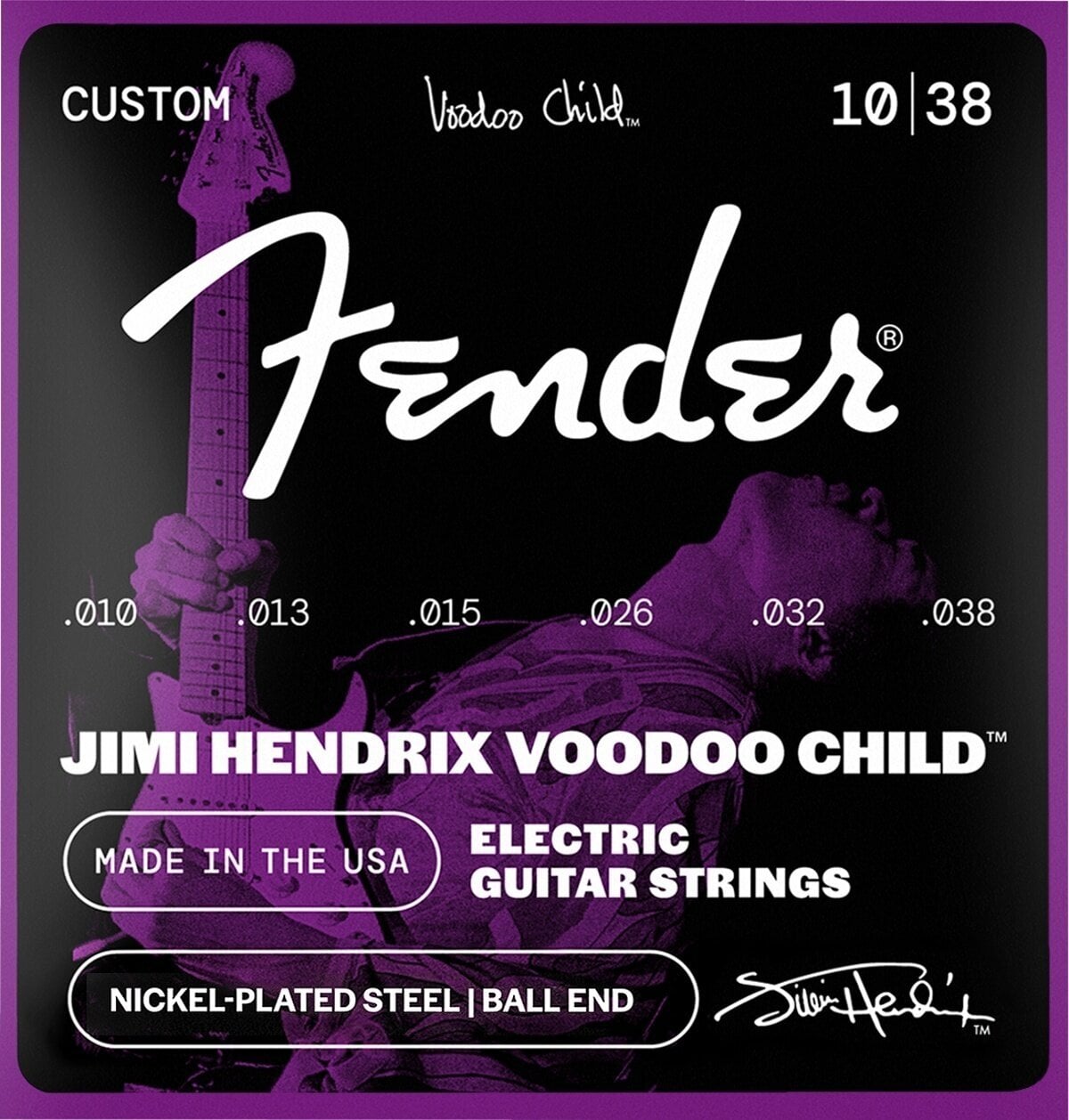 E-ģitāras stīgas Fender Hendrix Voodoo Child Ball End Nickel Plated Steel 10-38