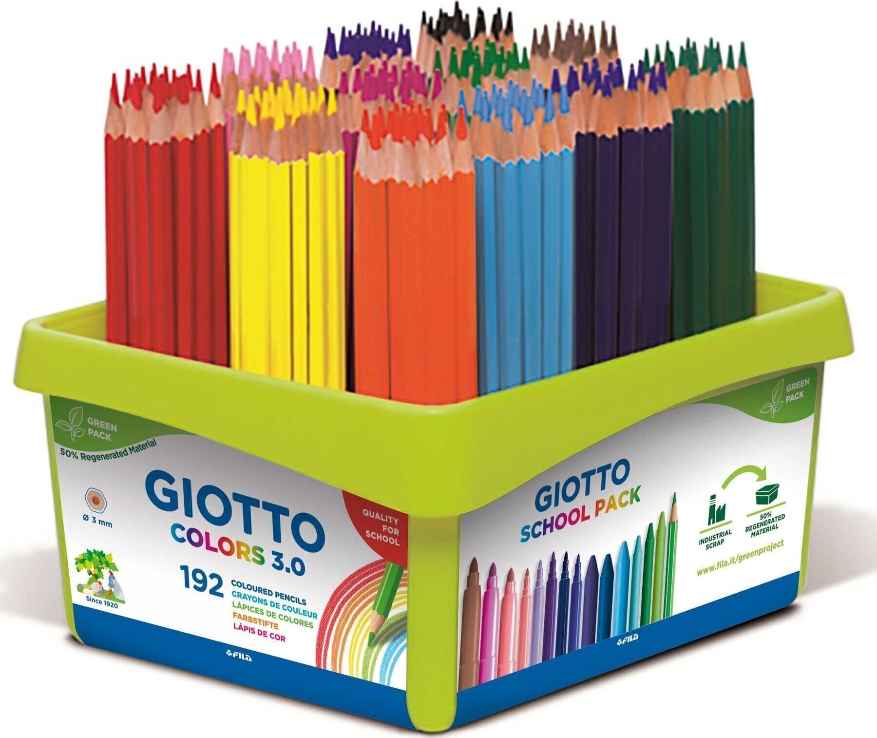 Krāsu zīmulis GIOTTO Colors 3.0 Spalvotų pieštukų rinkinys Mix 192 pcs