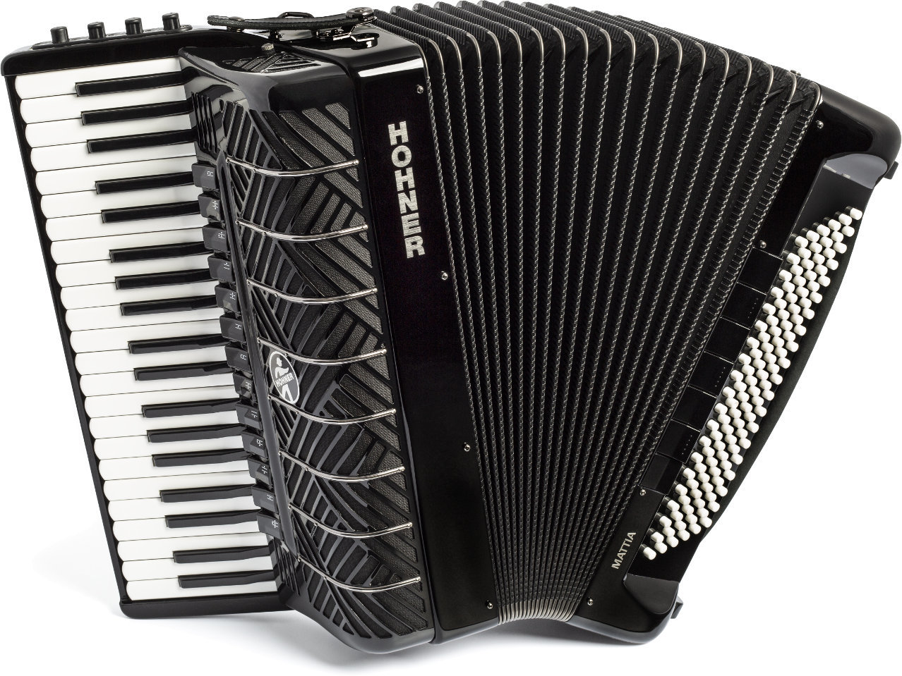 Piano accordion
 Hohner Mattia IV 120 CR Gun Black/White Key Piano accordion

