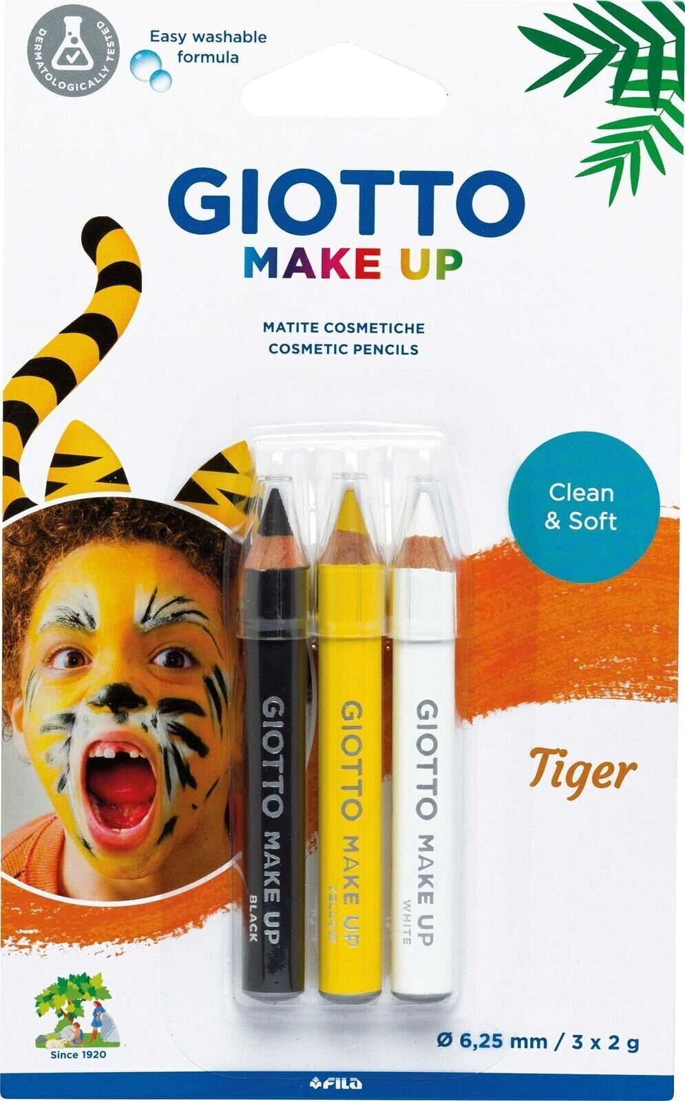 Sejas krāsa GIOTTO Make Up Veido dažų rinkinys Tiger 3 × 5 ml 3 gab.