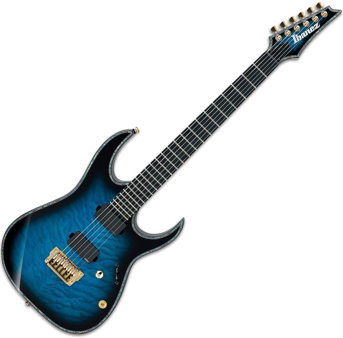 Electric guitar Ibanez RGIX20FEQM Iron Label - Sapphire Blue Sunburst