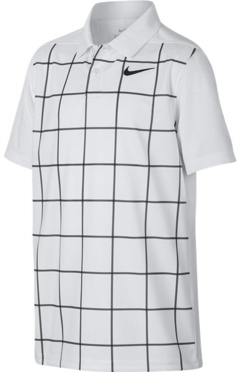 Polo Shirt Nike Dri-Fit Grid Printed Boys Polo Shirt White/Black XL