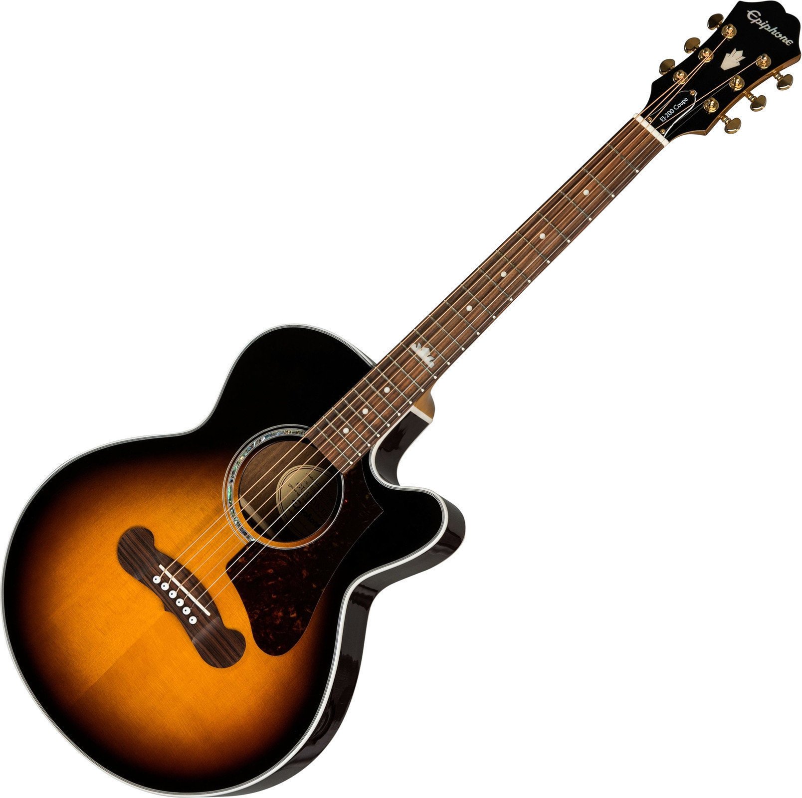 Elektroakusztikus gitár Epiphone EJ-200SCE Coupe Vintage Sunburst