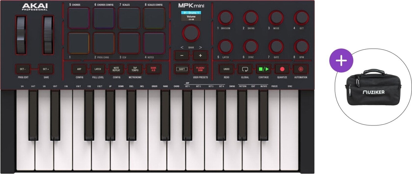 MIDI sintesajzer Akai MPK Mini MK4 Basic SET Black MIDI sintesajzer