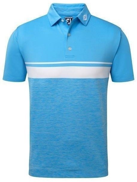 Koszulka Polo Footjoy Lisle Colour Block Dye Koszulka Polo Do Golfa Męska Blue/White XXL
