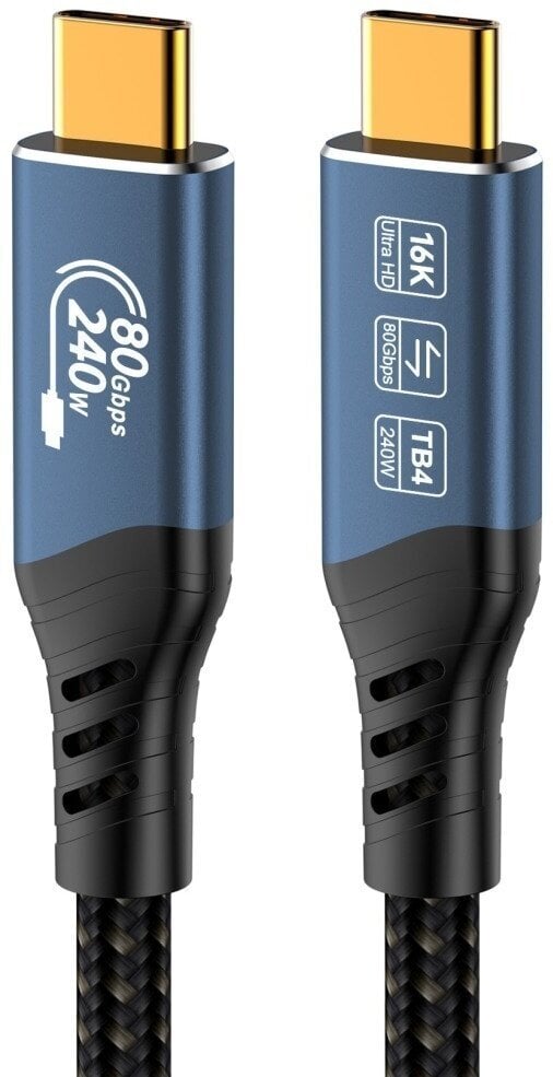 USB kabel PremiumCord USB4 Version 2.0 80Gbps 16K@60Hz 240W Thunderbolt 5 0,8 m USB kabel