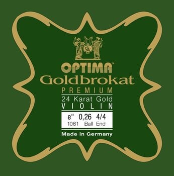 Струни за цигулка Optima Goldbrokat Premium 24K Gold E 4/4 Medium Ball End Струни за цигулка - 1