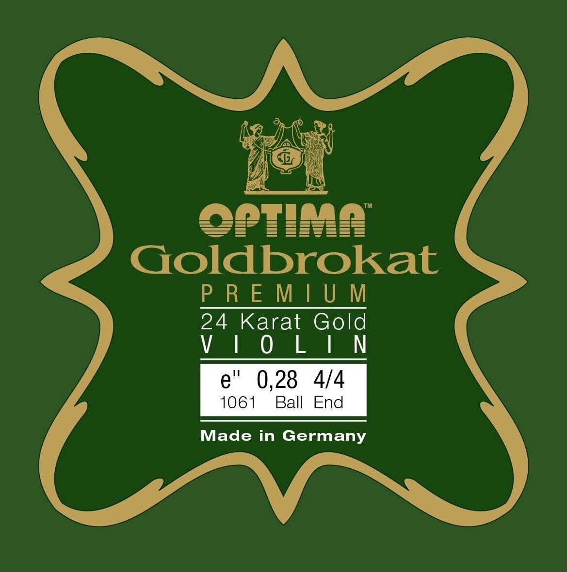 Violin Strings Optima Goldbrokat Premium 24K Gold E 4/4 Extra Strong Ball End Violin Strings