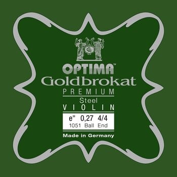 Violin Strings Optima Goldbrokat Premium Steel E 4/4 Strong Ball End Violin Strings - 1
