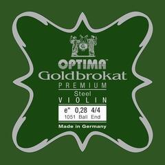 Saiten für Streichinstrumente Optima Goldbrokat Premium Steel E 4/4 Extra Strong Ball End Saiten für Streichinstrumente